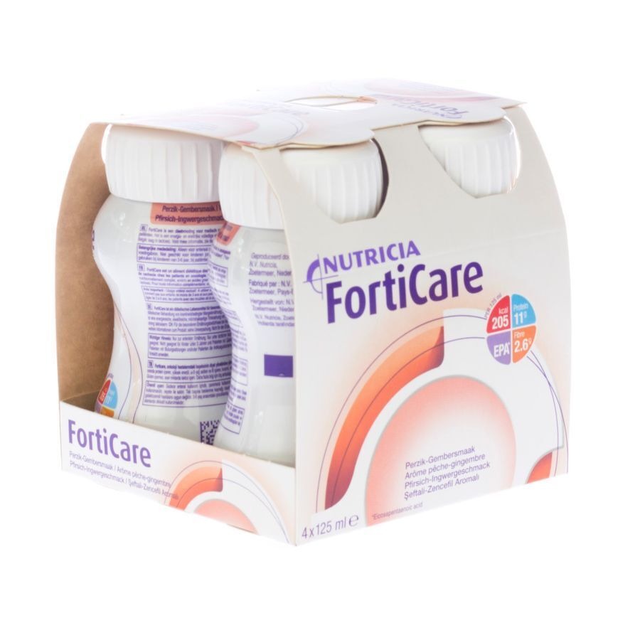 Forticare Drankje Aroma Perzik-Gember Flessen 4x125ml