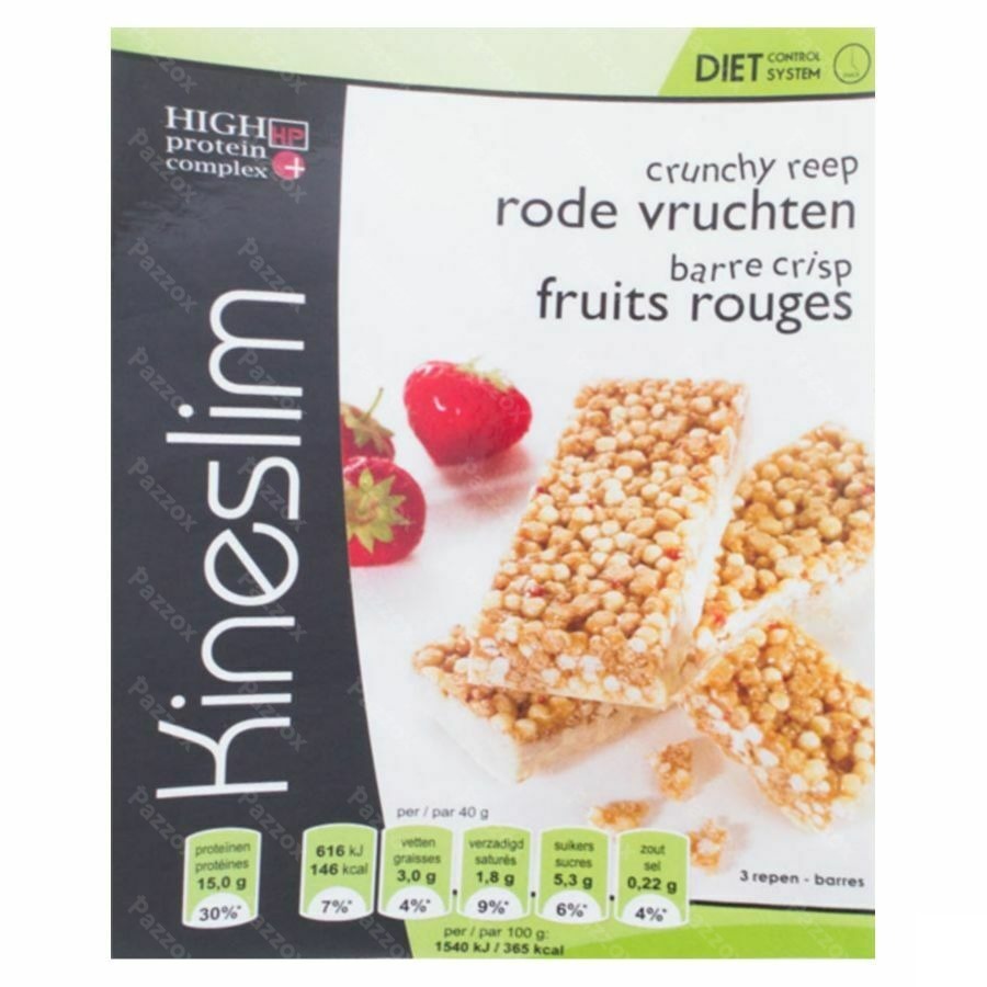 Kineslim Crunch Reep Rode Vruchten 3x40g