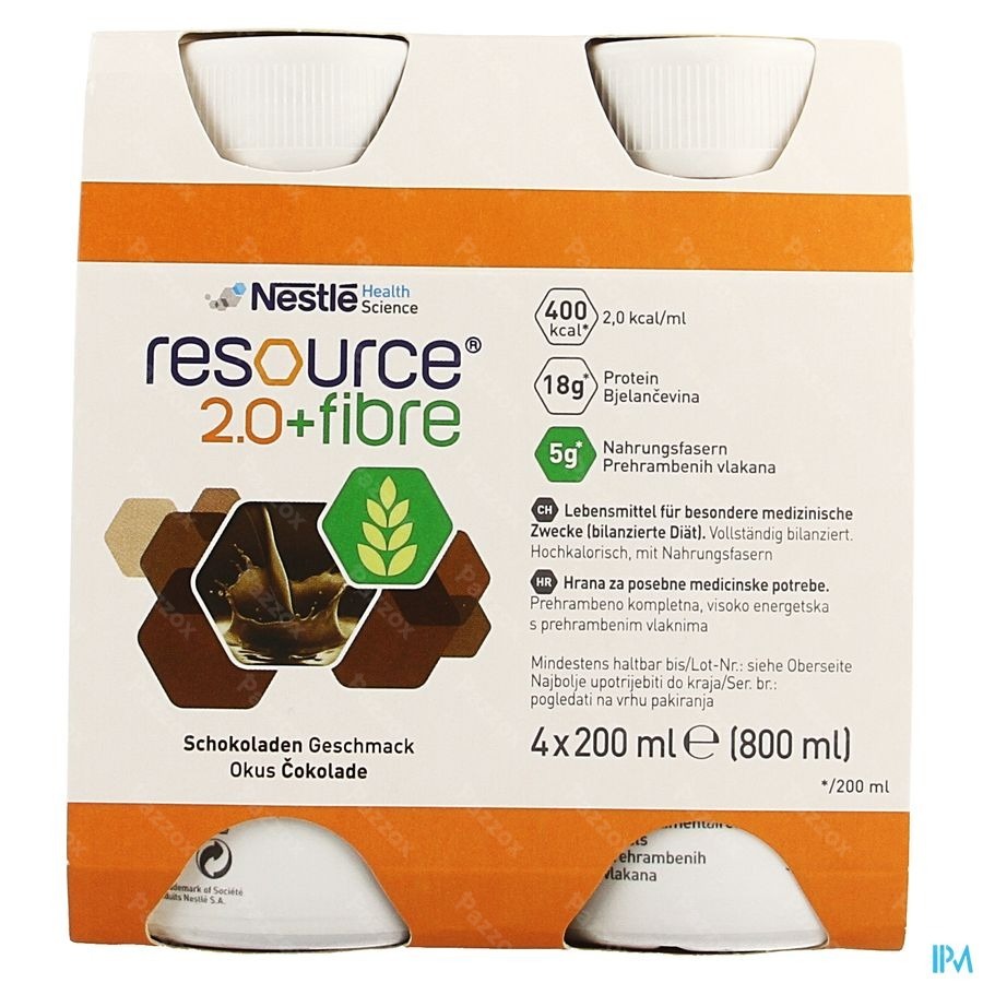 Resource 2.0 Fibre Chocolade 4x200ml 
