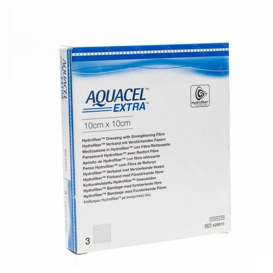 Aquacel Extra Verb Hydrofiber+versterk. 10x10cm 3