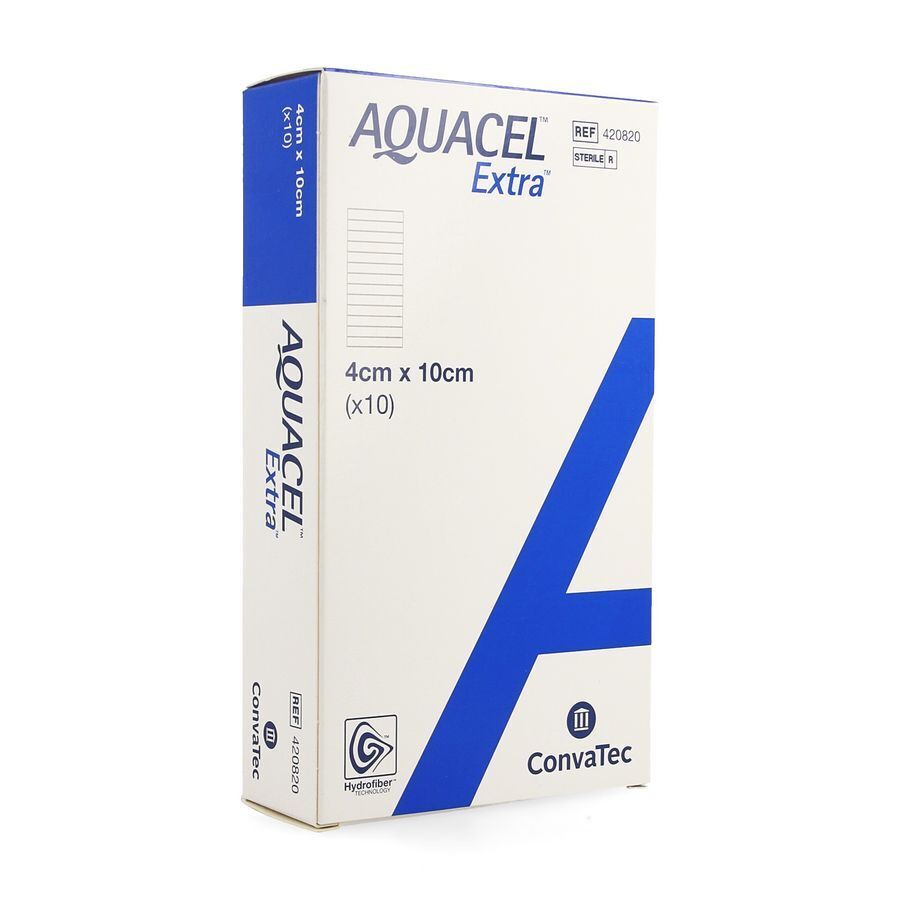 Aquacel Extra Verb Hydrofiber+versterk. 4x10cm 10 afbeelding