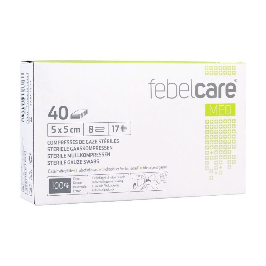 Febelcare Med1 Steriele Gaaskompres 5,0x5,0cm 40x1