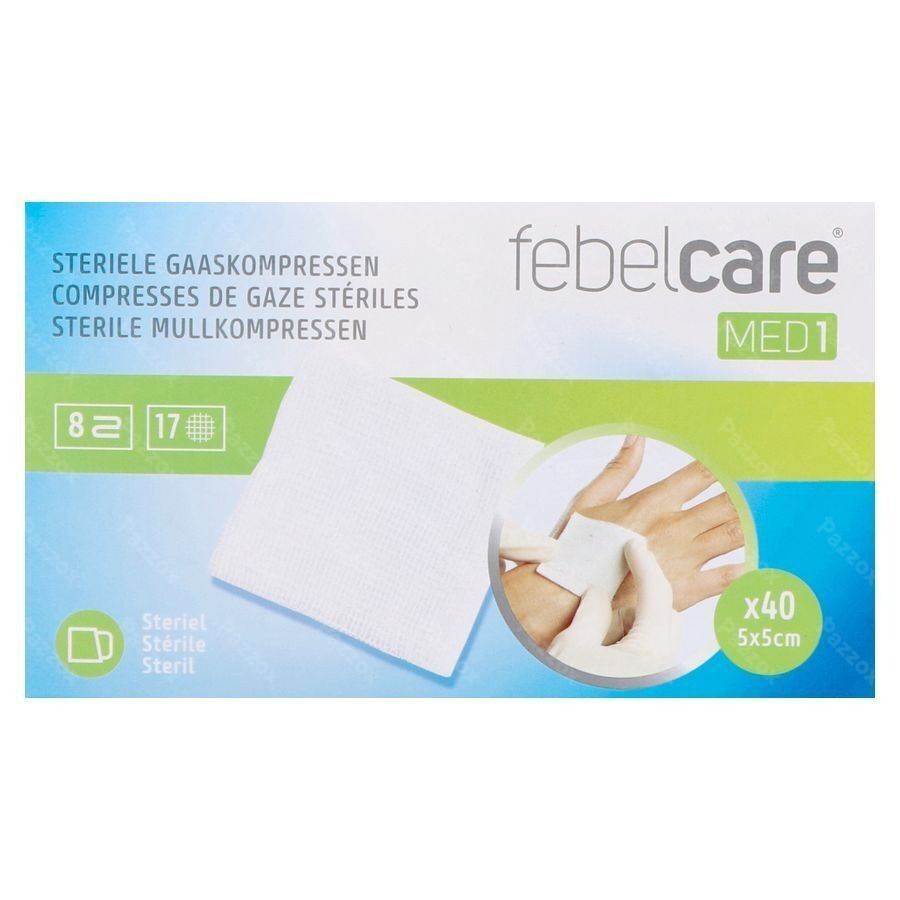 Febelcare Med1 Steriele Gaaskompres 5,0x5,0cm 40x1