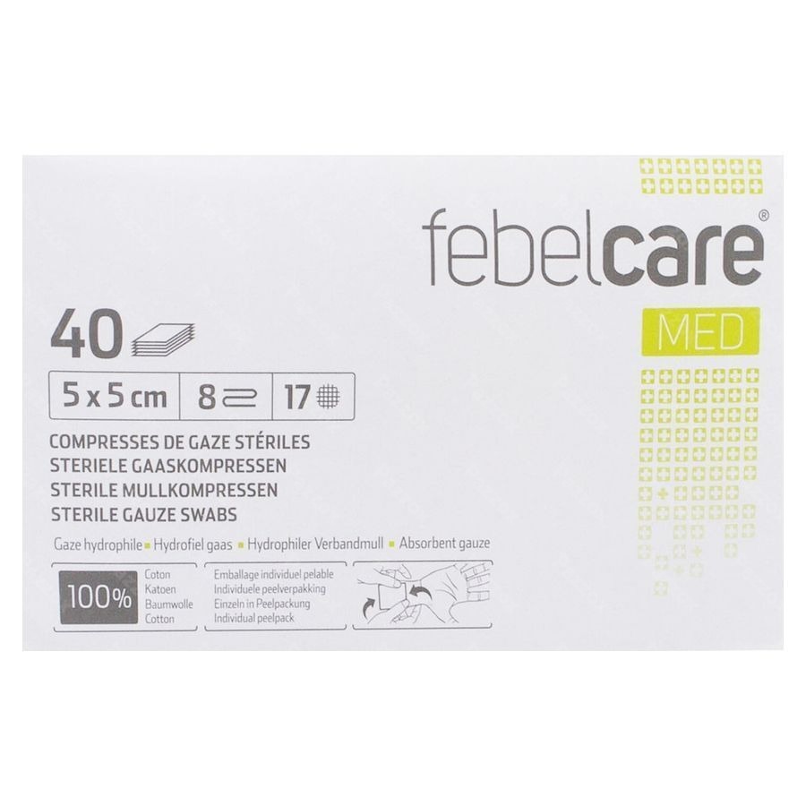 Febelcare Med1 Steriele Gaaskompres 5,0x5,0cm 40x1