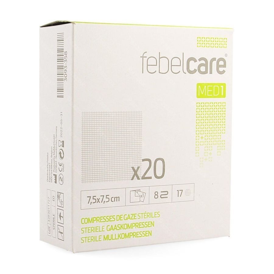 Febelcare Med1 Steriele Gaaskompres 7,5x7,5cm 20x1