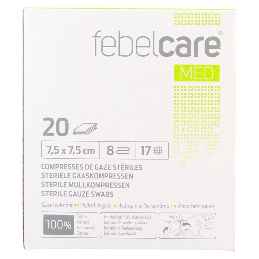 Febelcare Med1 Steriele Gaaskompres 7,5x7,5cm 20x1