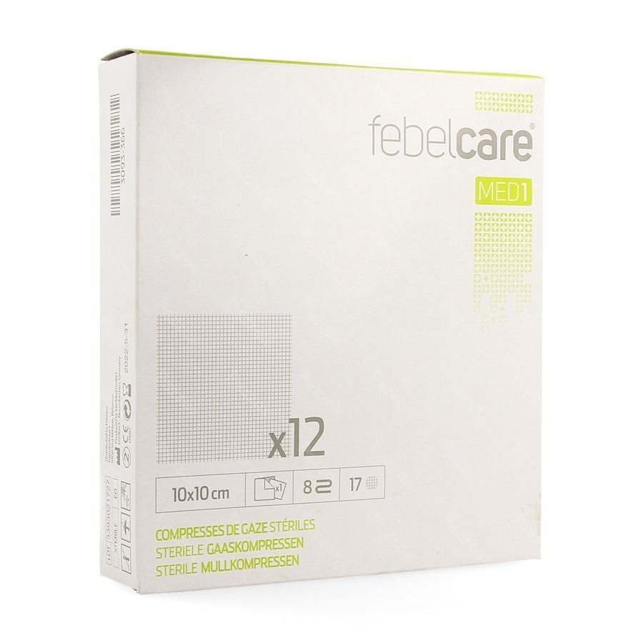 Febelcare Med1 Steriele Gaaskompres 10x10,0cm 12x1