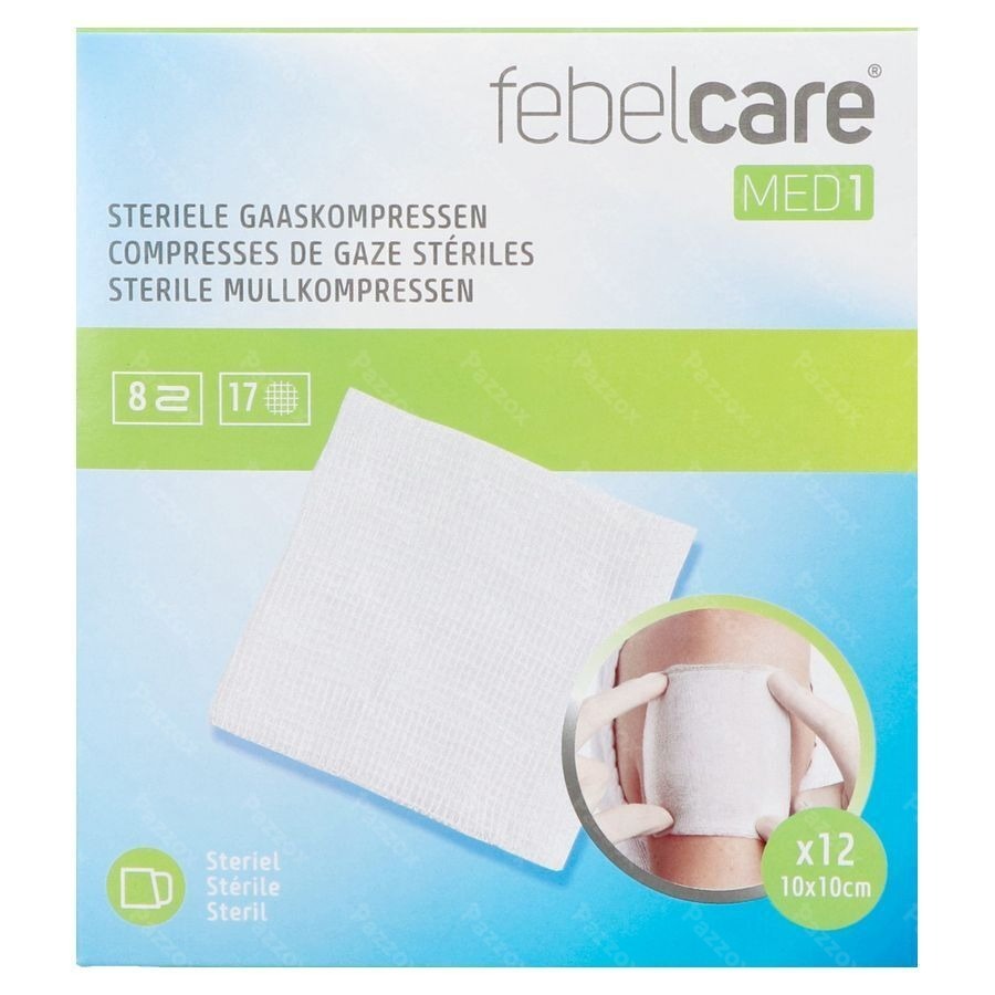 Febelcare Med1 Steriele Gaaskompres 10x10,0cm 12x1