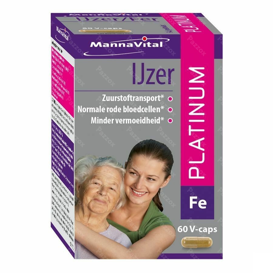 Mannavital Ijzer Platinum 60 Vegetarische Capsules