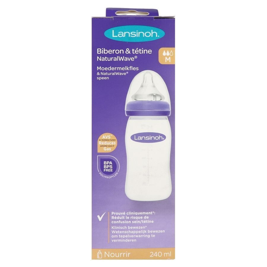 Lansinoh Zuigfles + Natural Wave Speen 240ml
