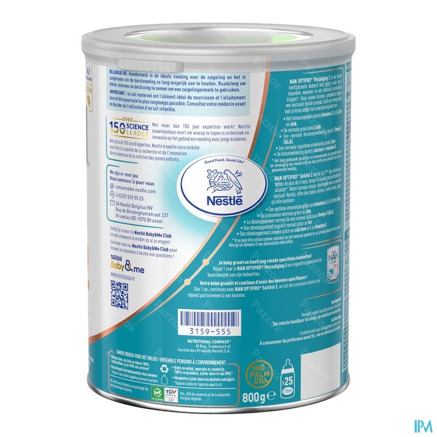 Nan Verzadiging 2 Opvolgmelk Baby 6+ Maanden 800g