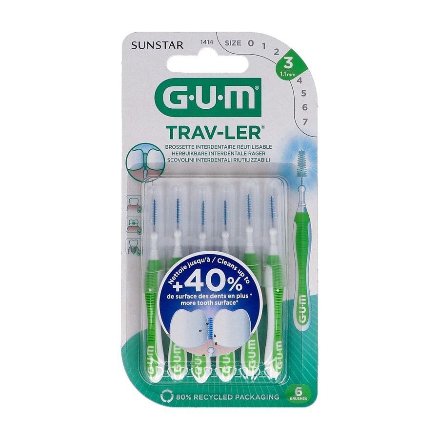 Gum Trav-Ler Interdentaal Borsteltje 1,1mm 6 Stuks