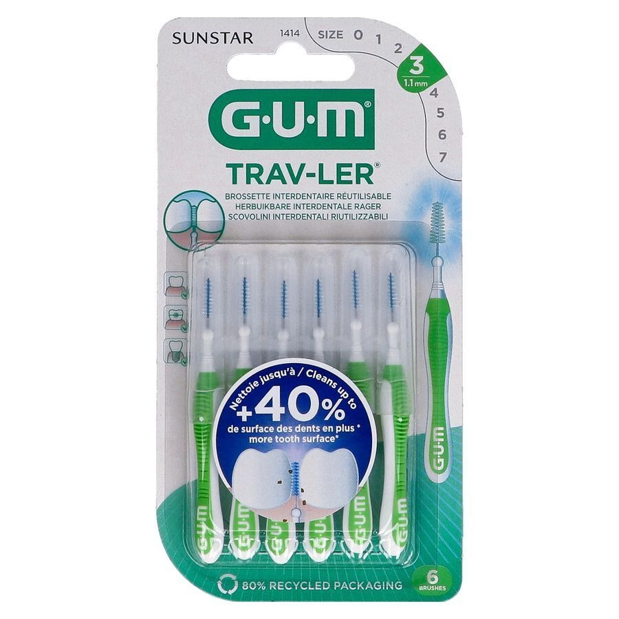 Gum Trav-Ler Interdentaal Borsteltje 1,1mm 6 Stuks