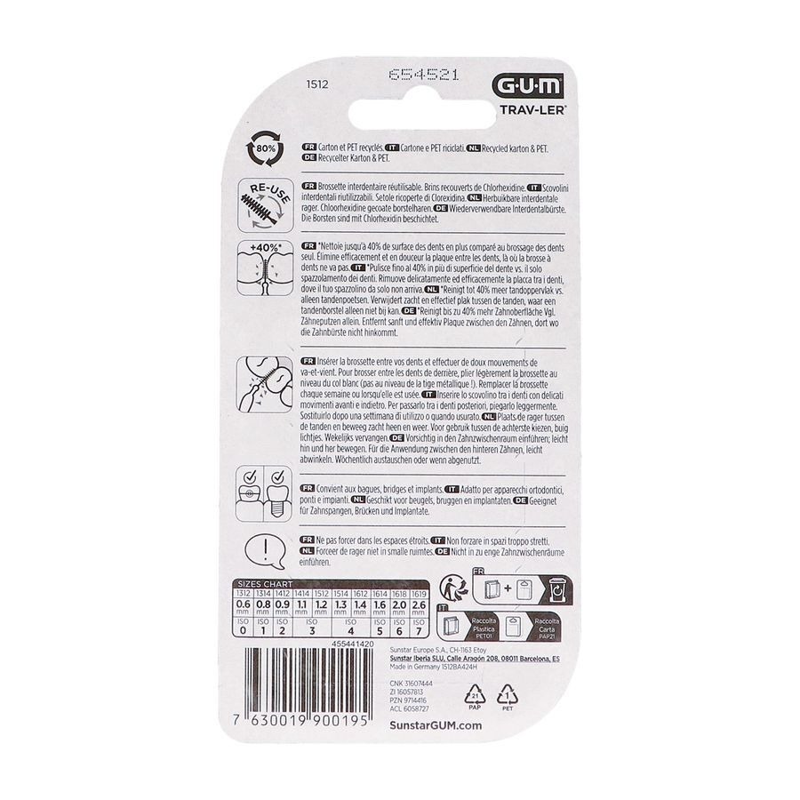 Gum Trav-Ler Interdentaal Borsteltje 1,2mm 6 Stuks