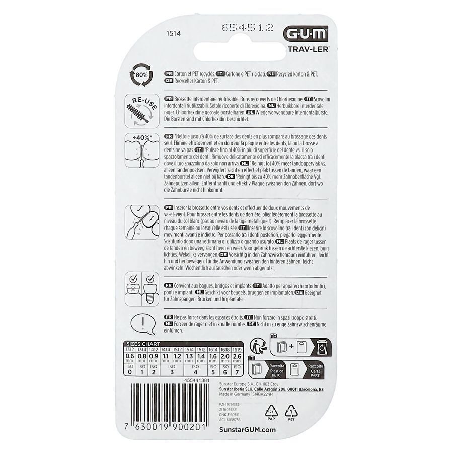 Gum Trav-Ler Interdentaal Borsteltje 1,3mm 6 Stuks