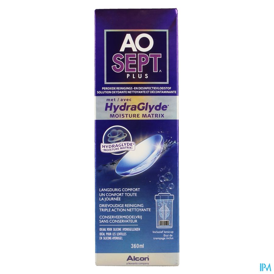 Aosept Plus Met Hydraglyde 1x360ml + 1 Lenscase afbeelding