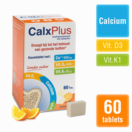CalxPlus Sinaasappelsmaak 60 Kauwtabletten