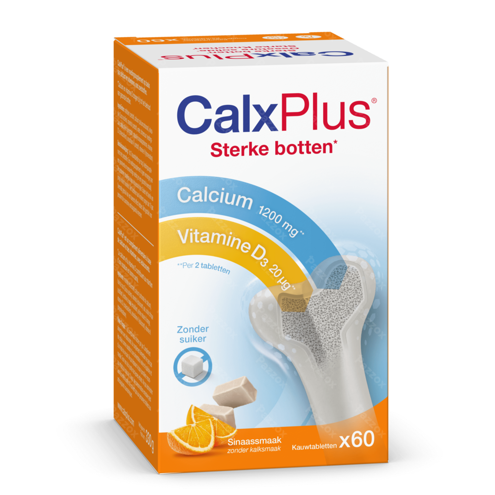 CalxPlus Sinaasappelsmaak 60 Kauwtabletten