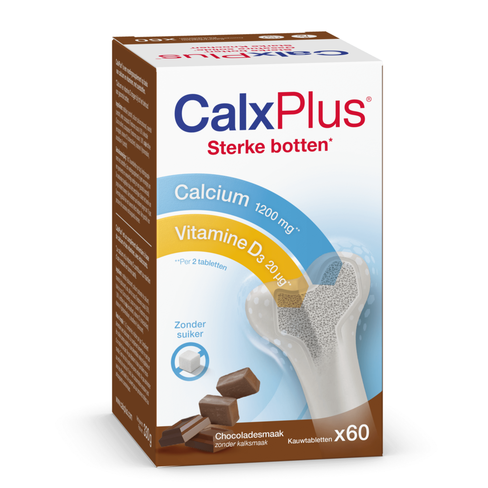 CalxPlus Chocoladesmaak 60 Kauwtabletten