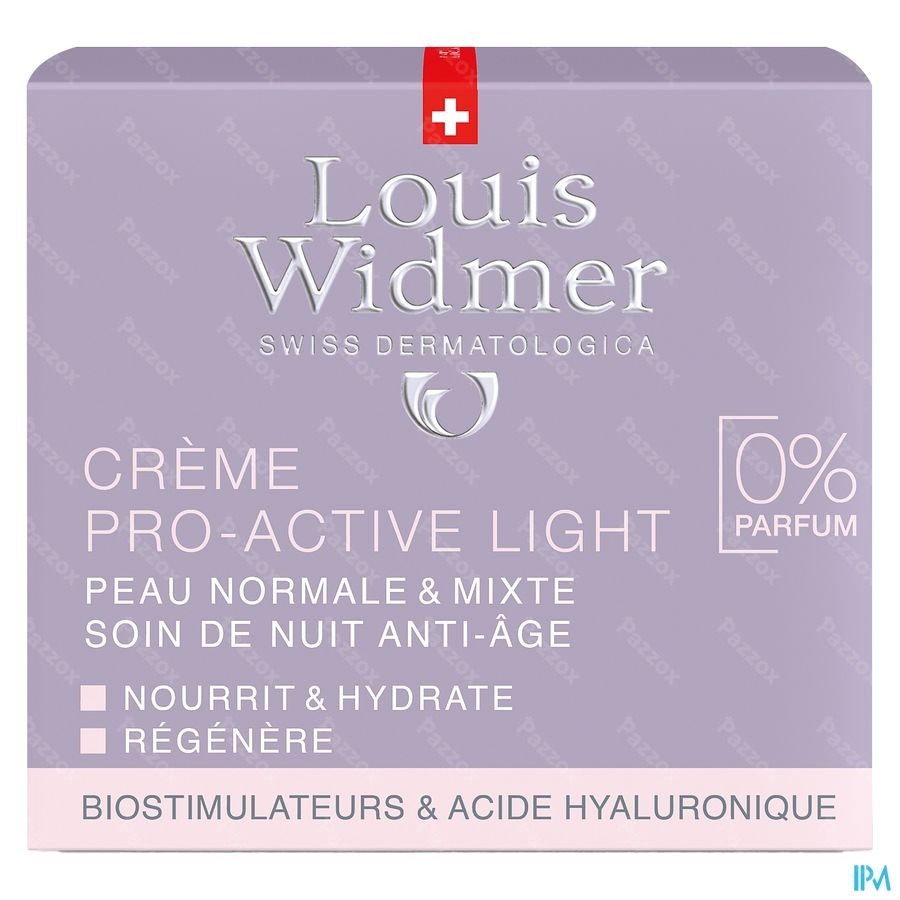 Louis Widmer Pro-Active Light Nachtcrème Zonder Parfum 50ml