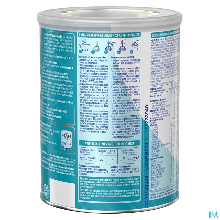 Nan Verzadiging 3 Groeimelk Baby 1+ Jaar 800g