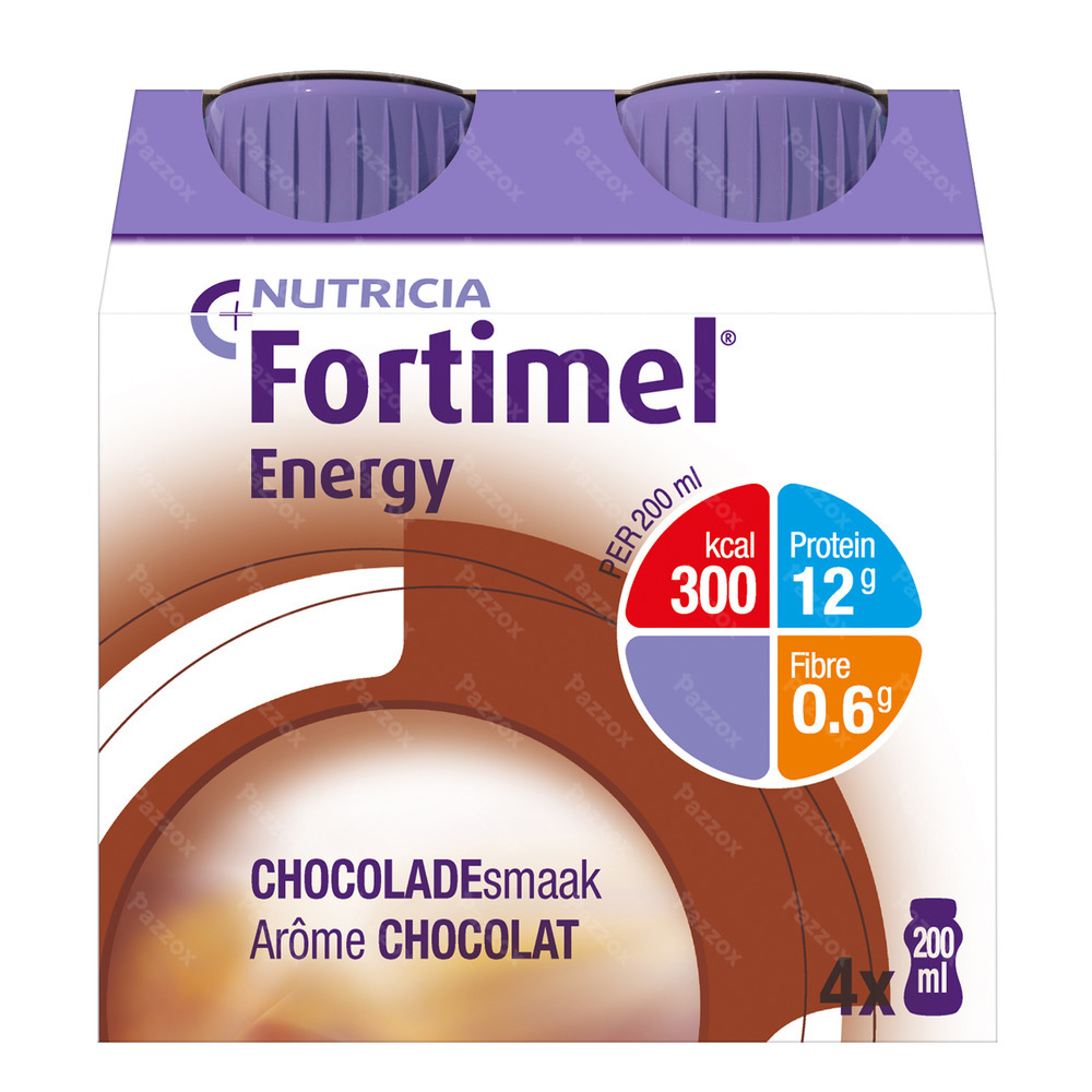 Fortimel Energy Chocolade Flesjes 4x200ml