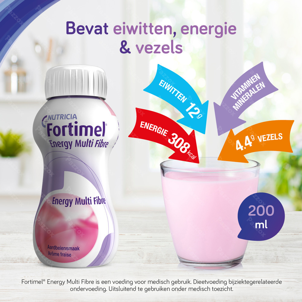 Fortimel Energy Multi Fibre Chocolade Flesjes 4x200ml
