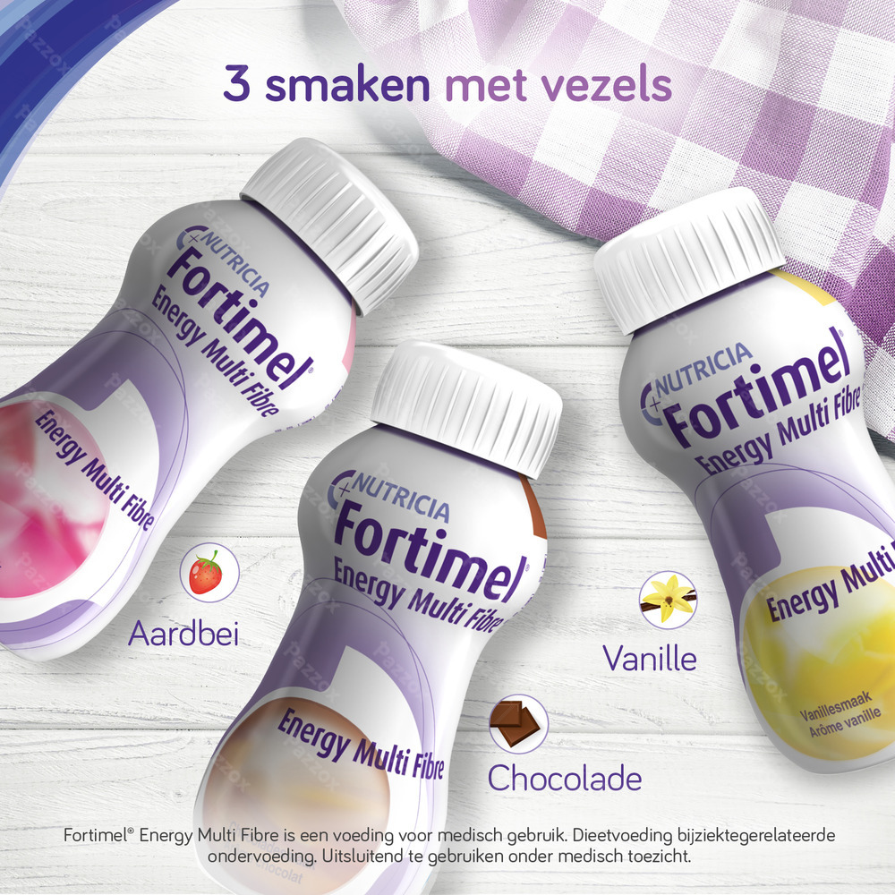 Fortimel Energy Multi Fibre Chocolade Flesjes 4x200ml