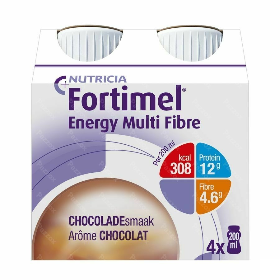 Fortimel Energy Multi Fibre Chocolade Flesjes 4x200ml