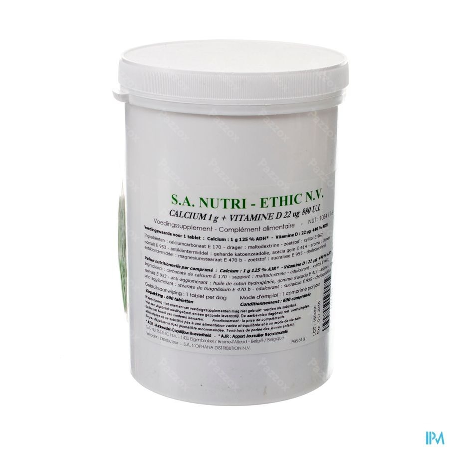 Calcium 1g+ Vit.d3 880 Ui Nutri-ethic Nf Comp 600
