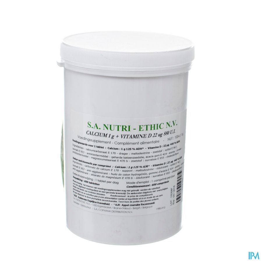 Calcium 1g+ Vit.d3 880 Ui Nutri-ethic Nf Comp 600