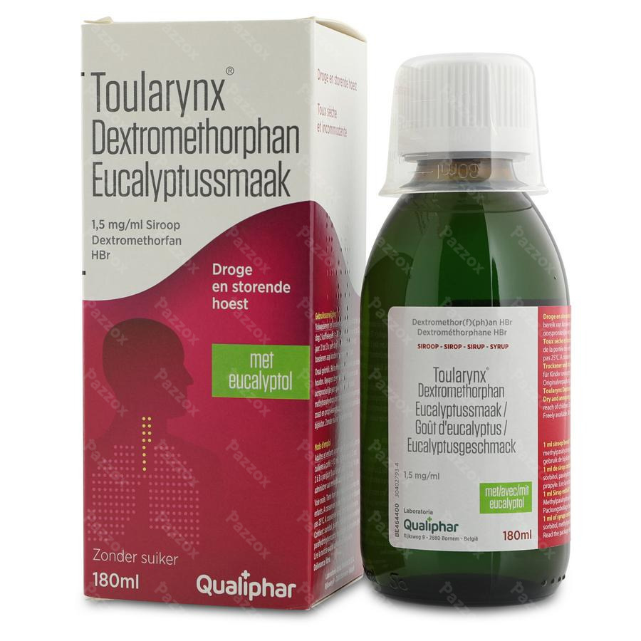 Toularynx Dextromethorphan Eucalyptussmaak Droge en Storende Hoest Siroop 180ml