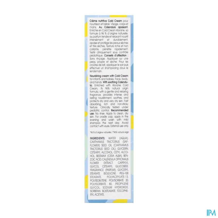 Klorane Baby Voedende Creme Met Cold Cream Tube 40ml