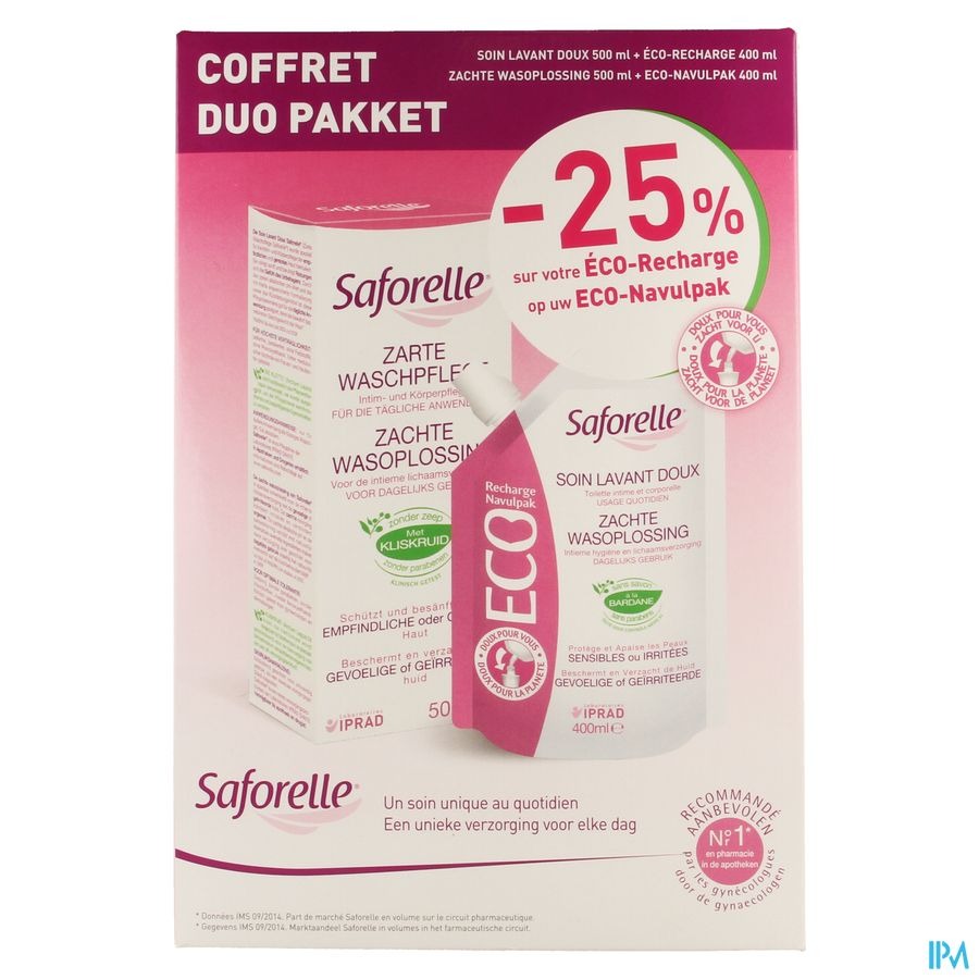 Saforelle Duo Wasverzorging Zacht 500ml+eco.400ml