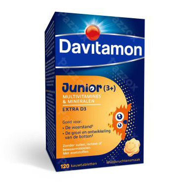 Davitamon Junior Multivitamine Vruchtensmaak 120 Kauwtabletten