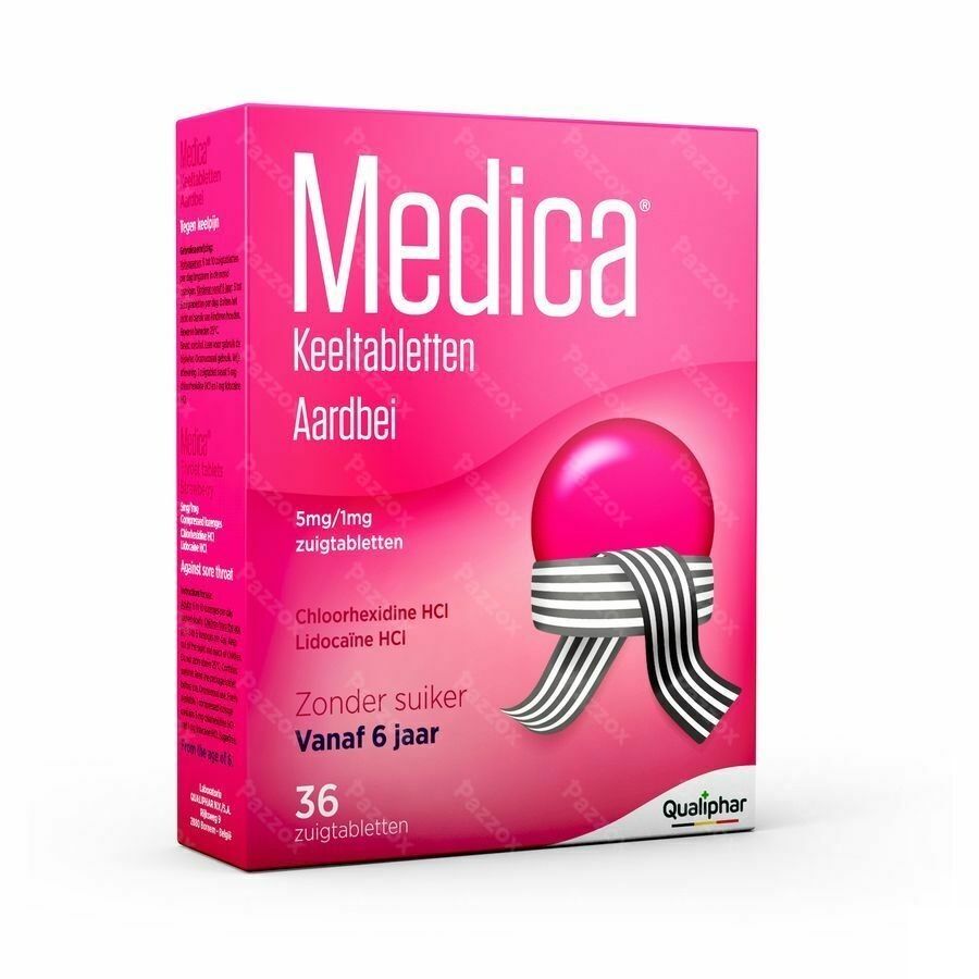 Medica Keeltabletten bij Keelpijn Aardbei 30 Tabletten