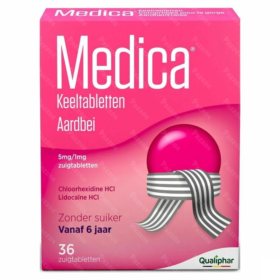 Medica Keeltabletten bij Keelpijn Aardbei 30 Tabletten