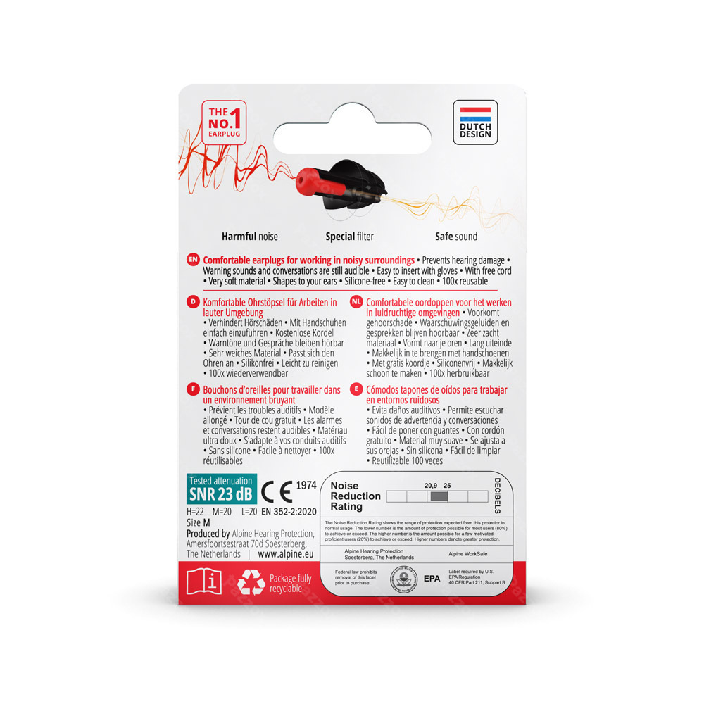 Alpine WorkSafe 1 Paar Oordoppen 