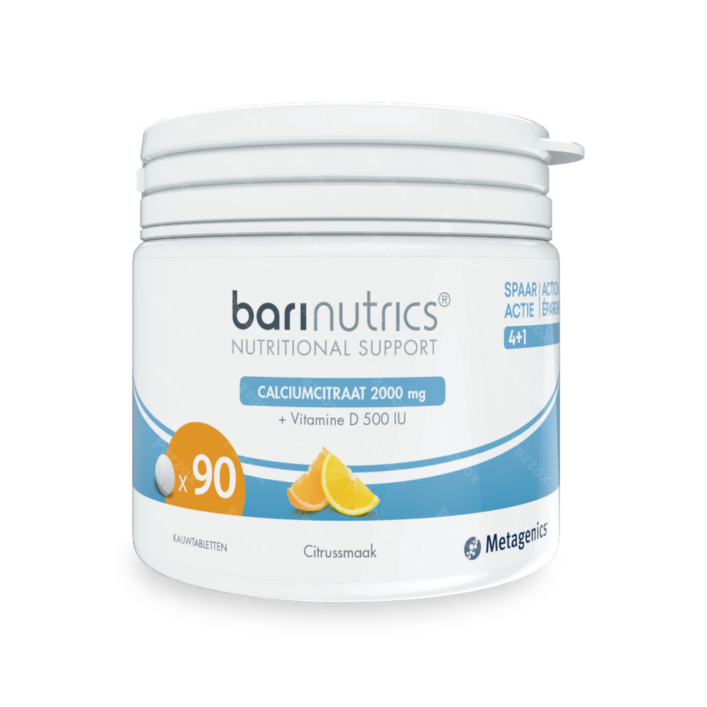 BariNutrics Calciumcitraat Citrussmaak 90 Kauwtabletten