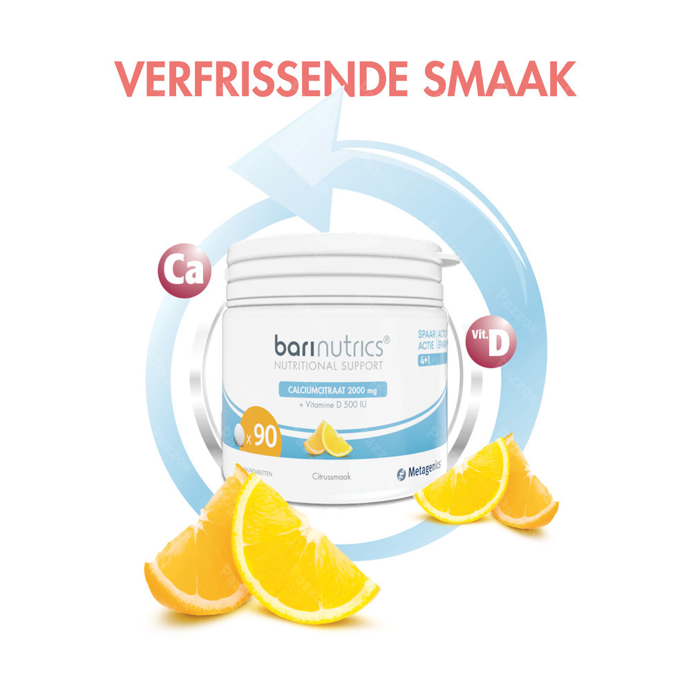 BariNutrics Calciumcitraat Citrussmaak 90 Kauwtabletten