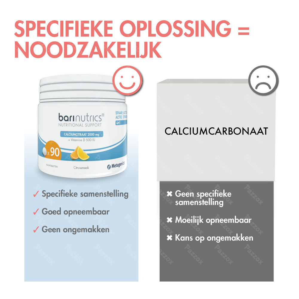BariNutrics Calciumcitraat Citrussmaak 90 Kauwtabletten