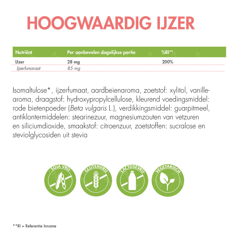 BariNutrics Ijzer Aarbeismaak 90 Kauwtabletten
