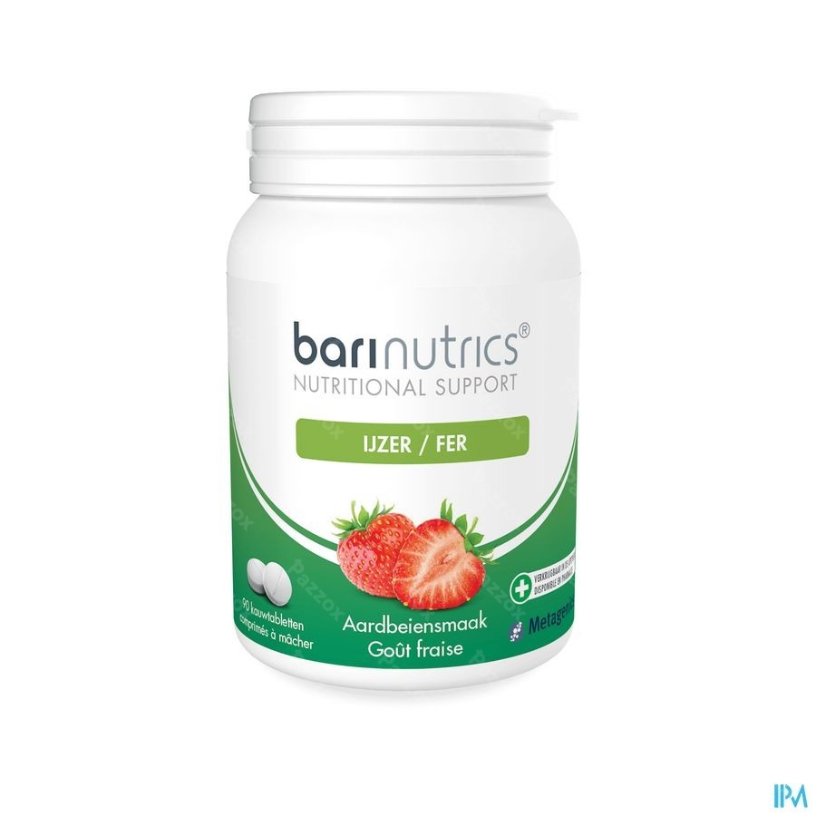 BariNutrics Ijzer Aarbeismaak 90 Kauwtabletten