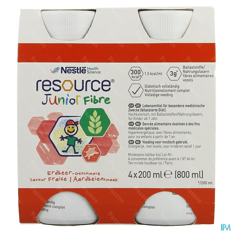Resource Junior Fibre Aardbei 4x200ml