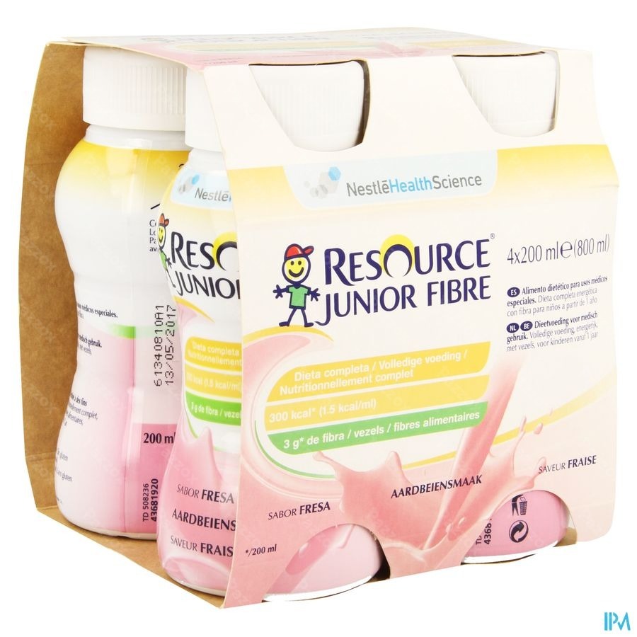 Resource Junior Fibre Aardbei 4x200ml