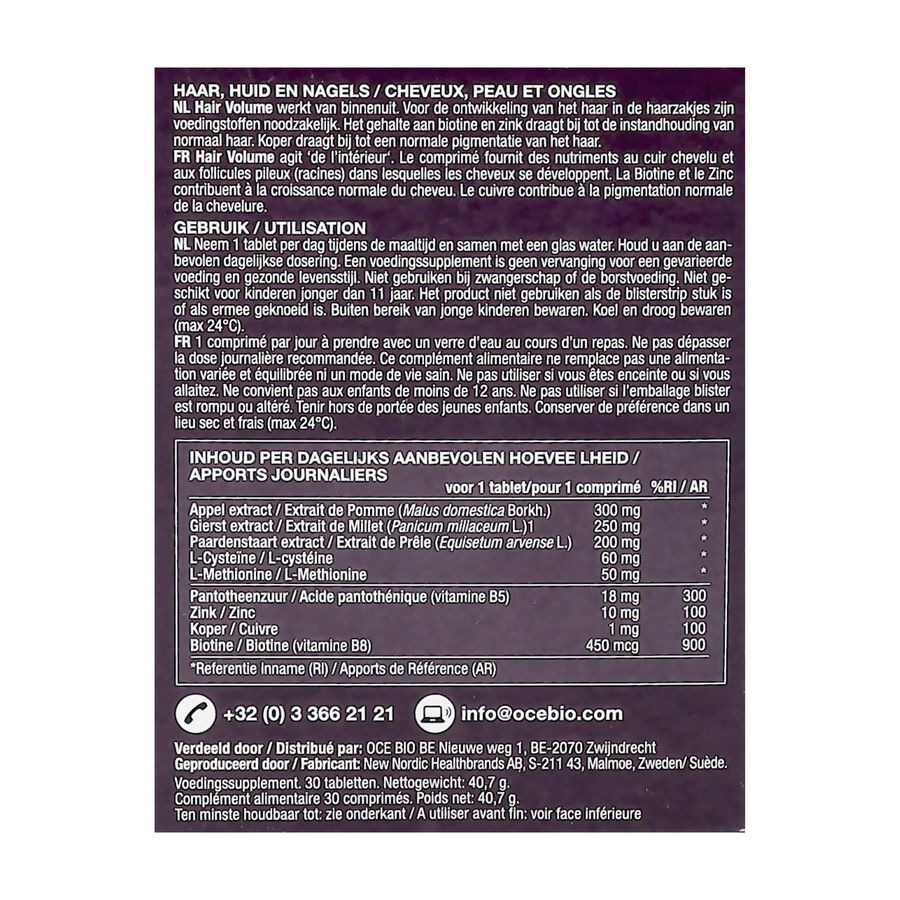 New Nordic Hair Volume Voedingssupplement Haargroei en Volume 30 Tabletten