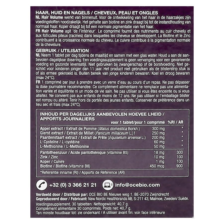 New Nordic Hair Volume Voedingssupplement Haargroei en Volume 30 Tabletten