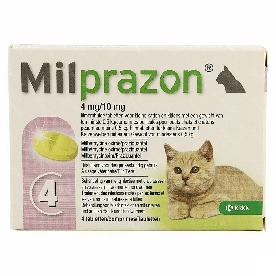 Milprazon 4mg/ 10mg Kat +0,5kg Comp 1x4