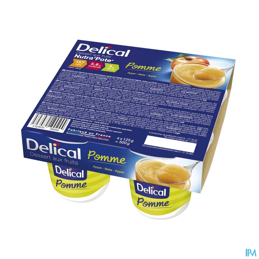 Delical Nutra Pote Appel Appel 4x125g afbeelding