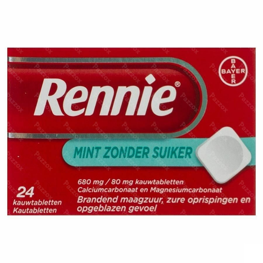 Rennie Mint Z/suiker Kauwtabletten 24